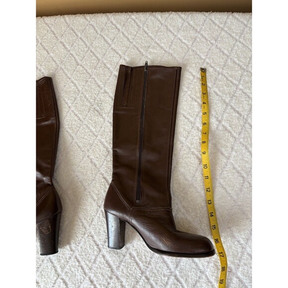 Vintage Authentic 70’s Women’s Brown Leather Knee High 3 Inch Heel Boots. 5 1/2 - Picture 13 of 16